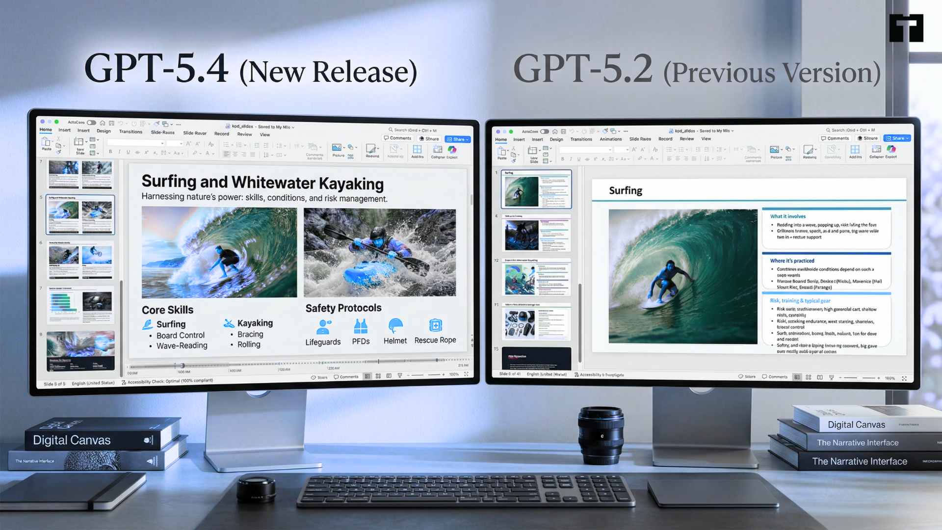 The image shows the difference between GPT 5.4 vs. GPT-5.2